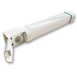 Réglette Salle De Bain<br>45cm 12W IP44<br>(Transfo. Isolement) Interrupteur + Prise